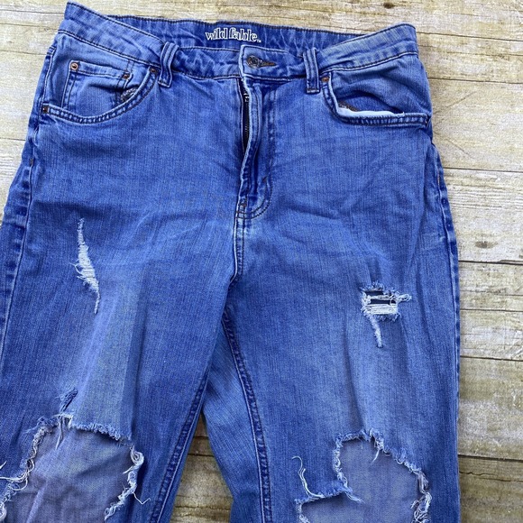 Wild Fable High Rise Mom Jeans Distressed Women's Size 12 Light‎ Wash - Picture 14 of 15